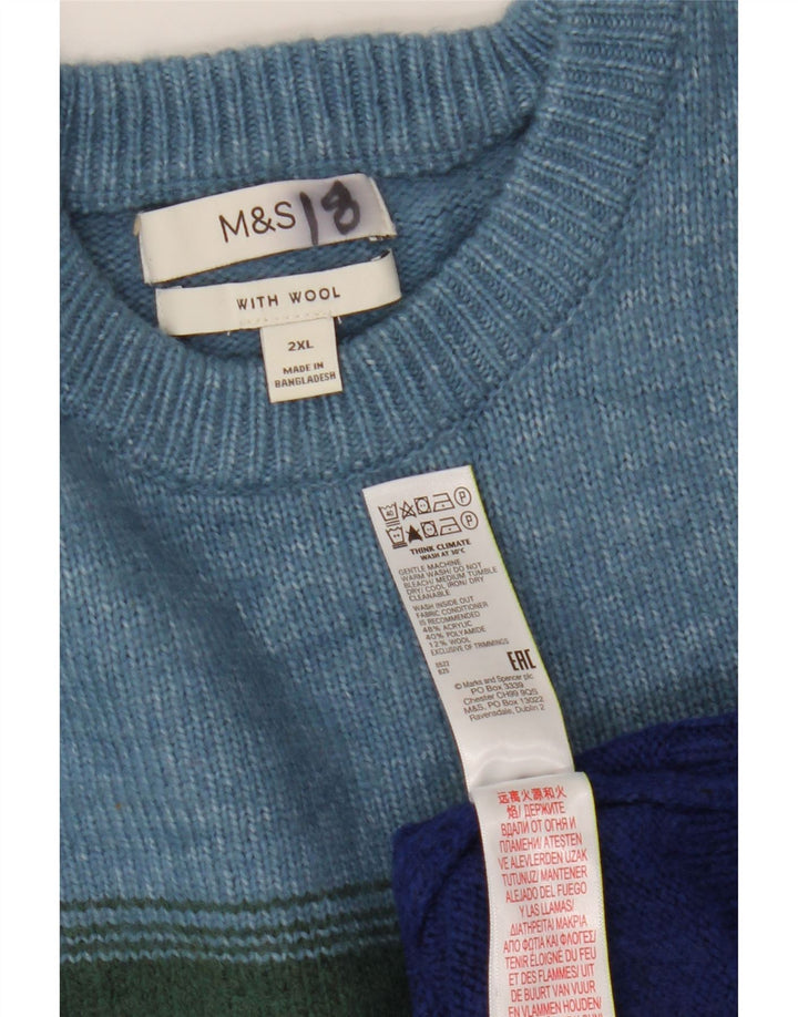 Мужской джемпер с круглым вырезом Marks & Spencer 2XL в разноцветную полоску