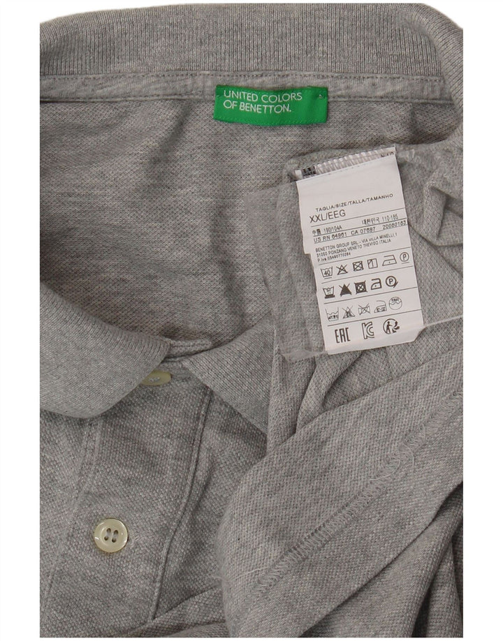 Рубашка Поло Мужская BENETTON 2XL Серая Хлопок