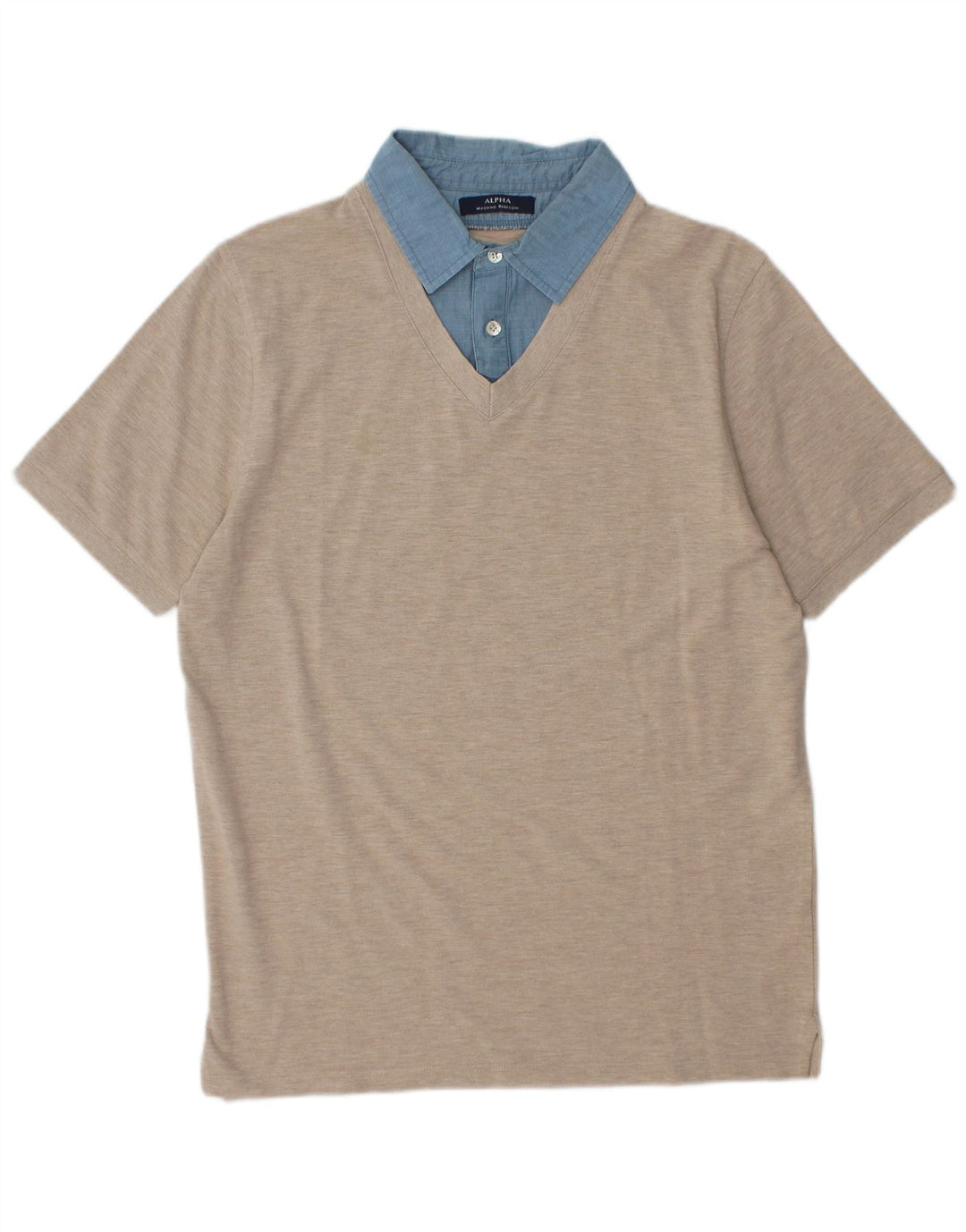 Мужская рубашка-поло для регби Alpha Massimo Rebecchi IT 52, большая бежевая с цветными блоками