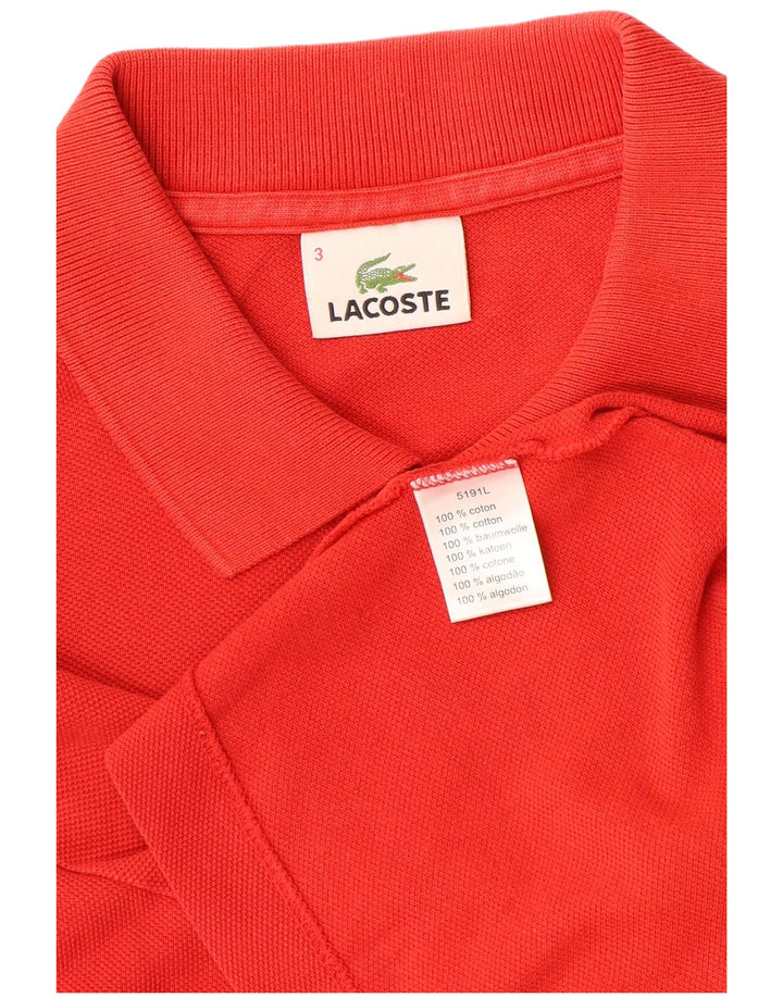 Мужская рубашка-поло Lacoste, размер 3, маленькая, красный хлопок
