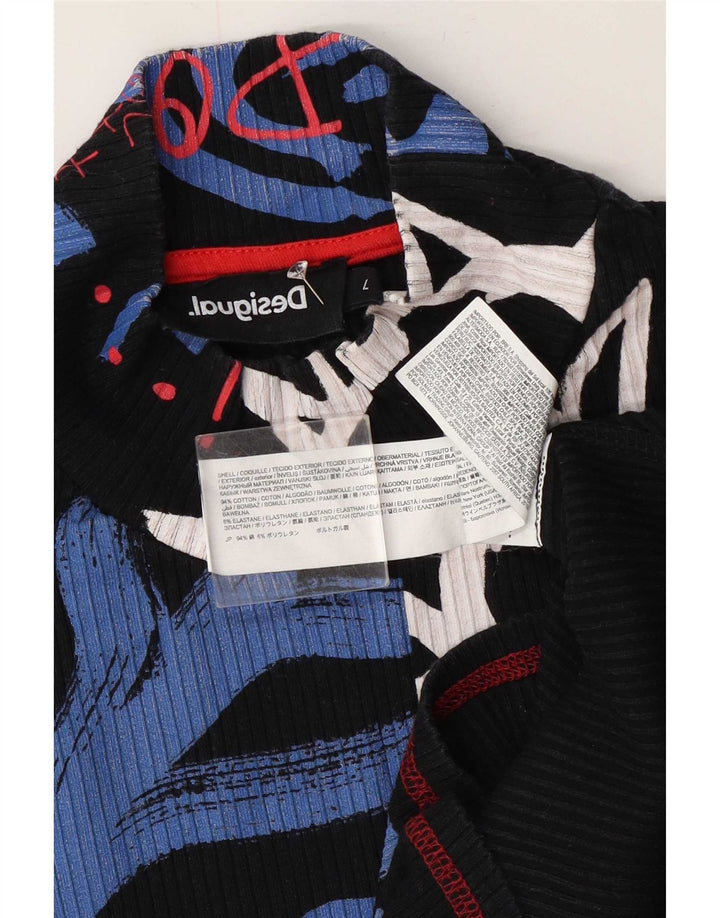 Женский топ Desigual с абстрактным узором и графическим рисунком, длинный рукав, Великобритания, 14, большой черный цвет