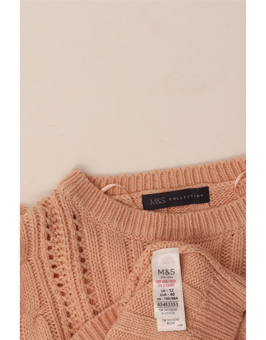 Женский джемпер с круглым вырезом MARKS & SPENCER UK 12, хлопковый средний розовый цвет