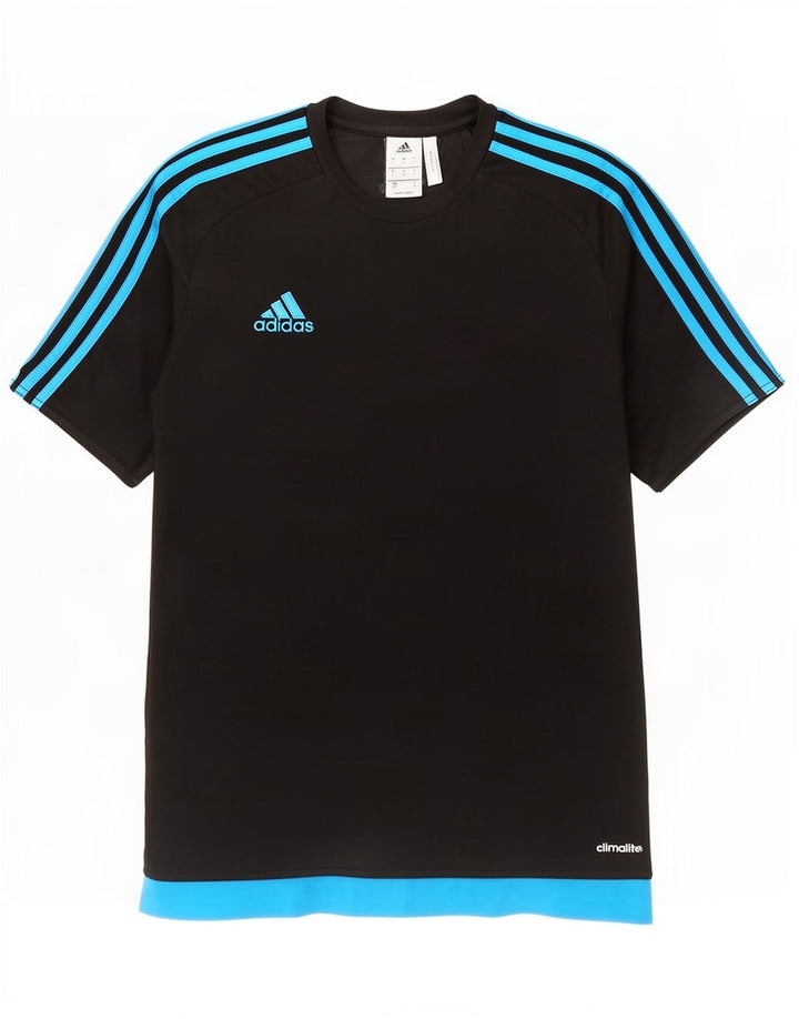 Мужская футболка Adidas Climalite, маленький черный полиэстер с цветными блоками