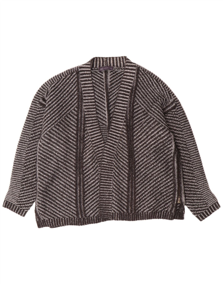 Женский открытый кардиган Marks & Spencer UK 26 5XL, серый акрил в полоску