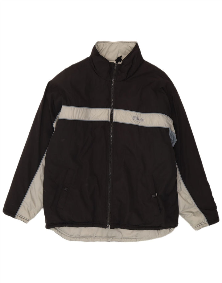 Мужская двусторонняя стеганая куртка Fila IT 50, большая черная, полиэстер с цветными блоками