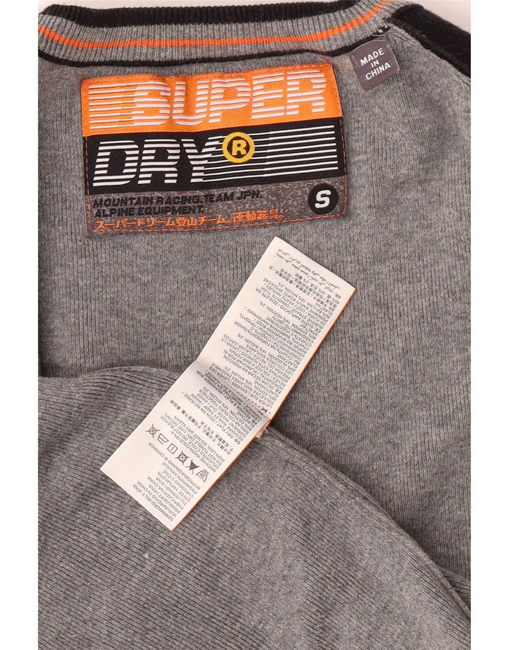 SUPERDRY Mens Crew Neck Jumper Sweater Small Grey Colourblock Cotton Vintage Superdry and Second-Hand Superdry from Messina Hembry 