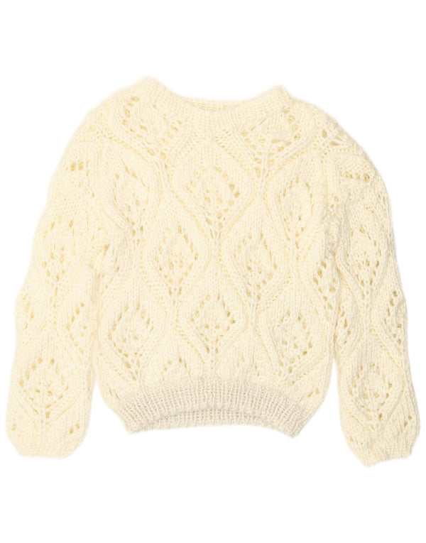 Винтажный женский прозрачный джемпер с вырезом «лодочка», Великобритания, 12, средний, белый