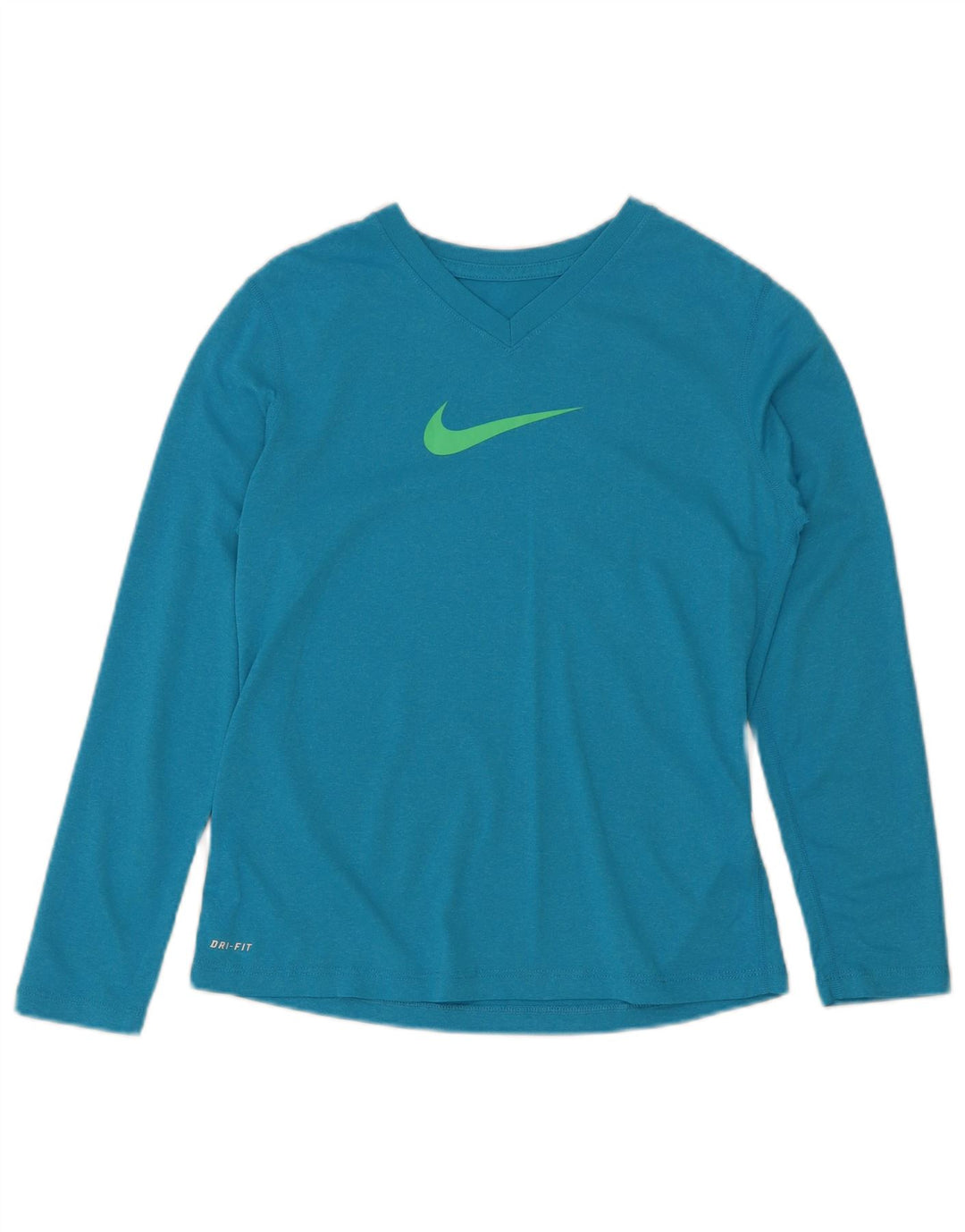 Топ Nike Dri Fit для девочек с длинными рукавами, 11–12 лет, большой синий полиэстер