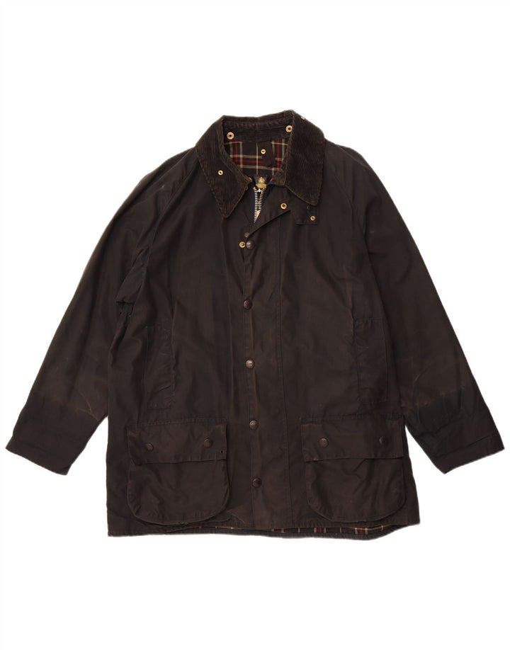 Мужская куртка Barbour Beaufort из вощеного хлопка UK 44, большая, черная, хлопок
