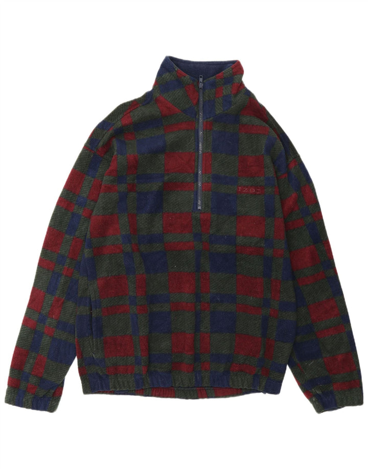 IZOD Мужской флисовый джемпер с воротником на молнии, маленький разноцветный клетчатый полиэстер