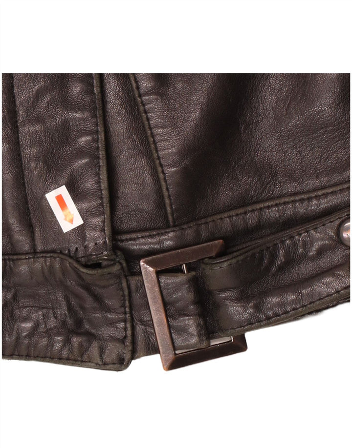 Винтажная женская кожаная куртка IT 44 Medium Black Leather Biker