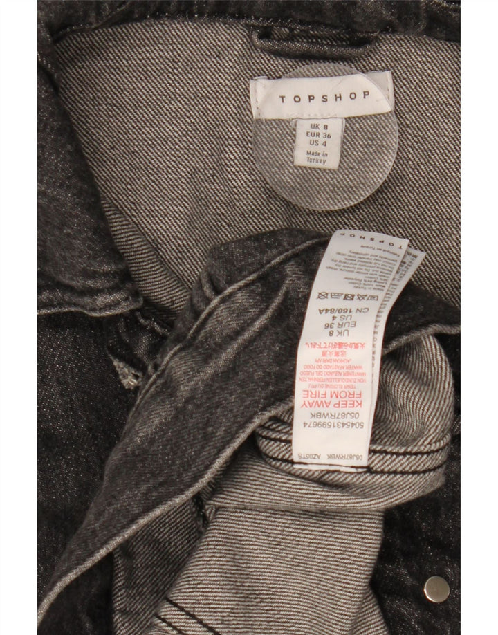 TOPSHOP Женская джинсовая куртка оверсайз UK 8, маленькая, черный хлопок