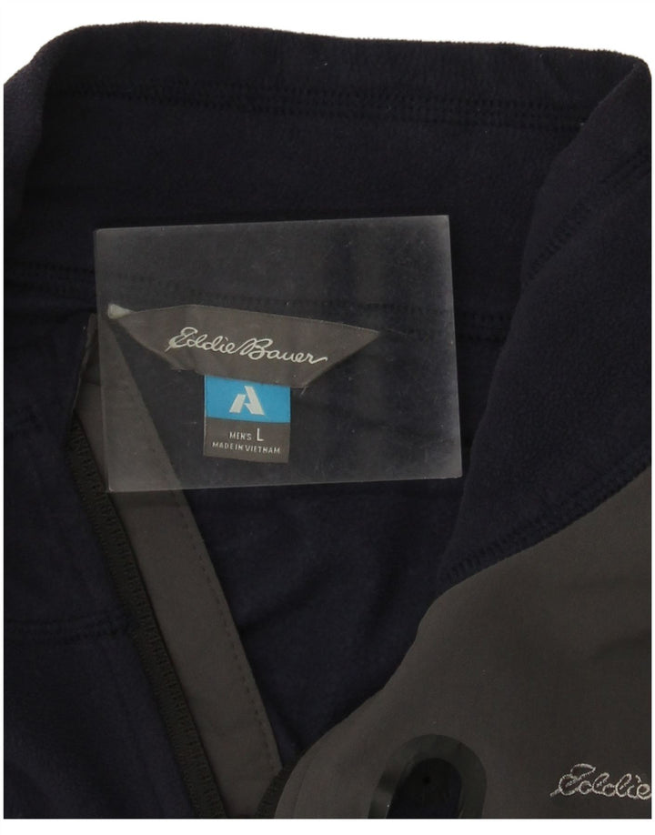 Мужская флисовая куртка EDDIE BAUER UK 40, большая темно-синяя с цветными блоками