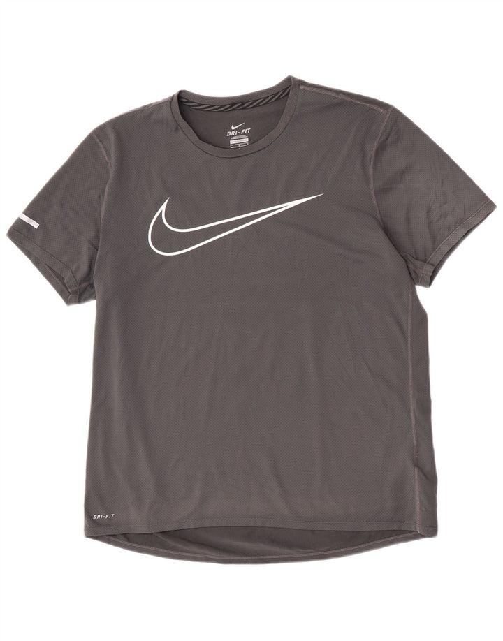 Мужская футболка с графическим принтом Nike, большая серая спортивная футболка из полиэстера