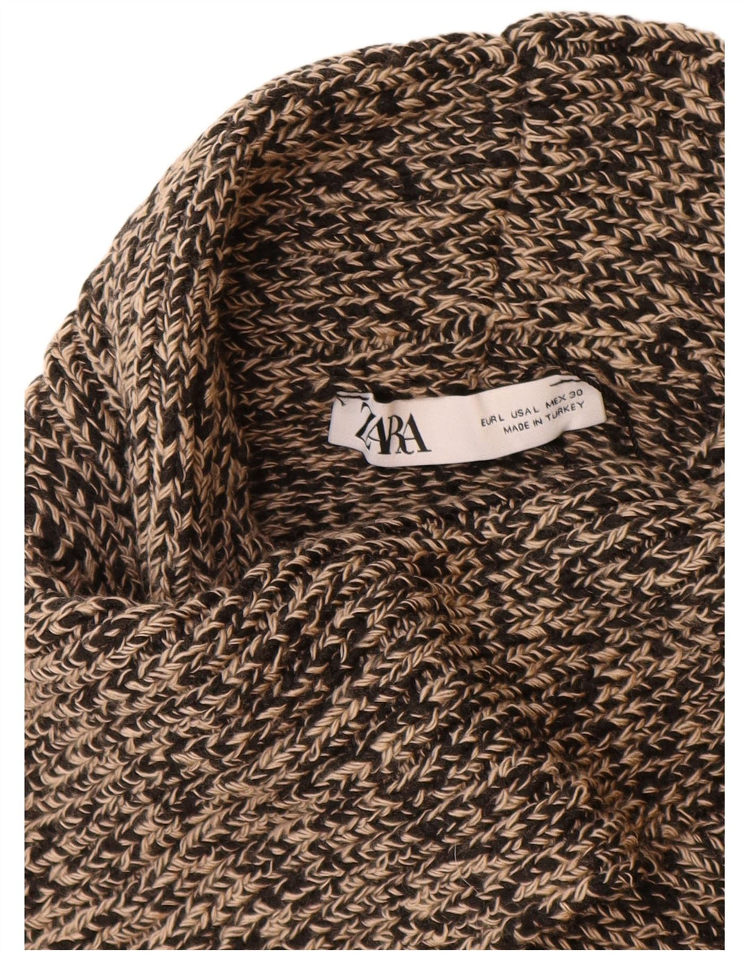 Женский джемпер с высоким воротником ZARA UK 16, большой бежевый акрил с крапинками