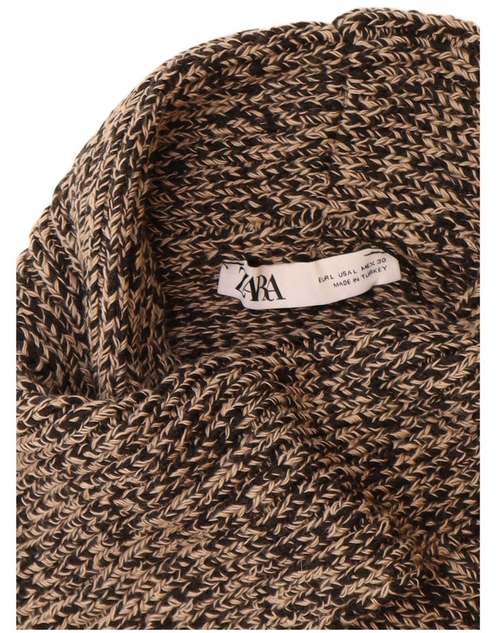 Женский джемпер с высоким воротником ZARA UK 16, большой бежевый акрил с крапинками