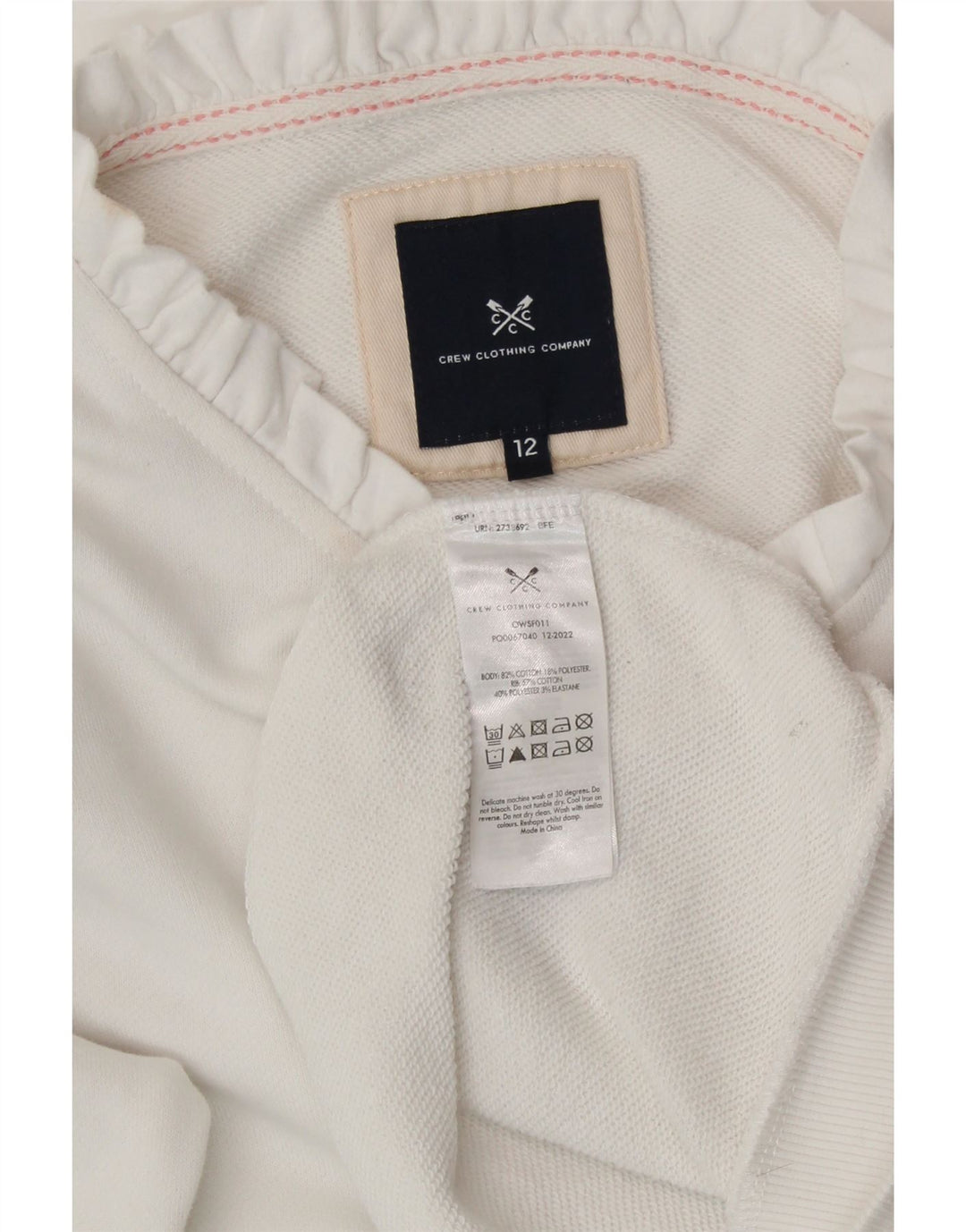 Женский свитер-свитшот CREW CLOTHING UK 12, средний размер, белый хлопок, белый