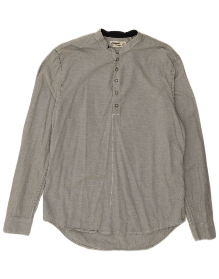 Мужская пуловерная рубашка стандартного кроя Desigual XL, серая, хлопковая в тонкую полоску