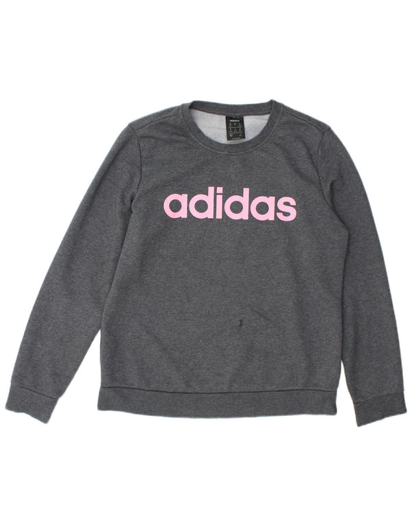 Женский свитер Adidas с рисунком, Великобритания, 12/14, средний серый, хлопок