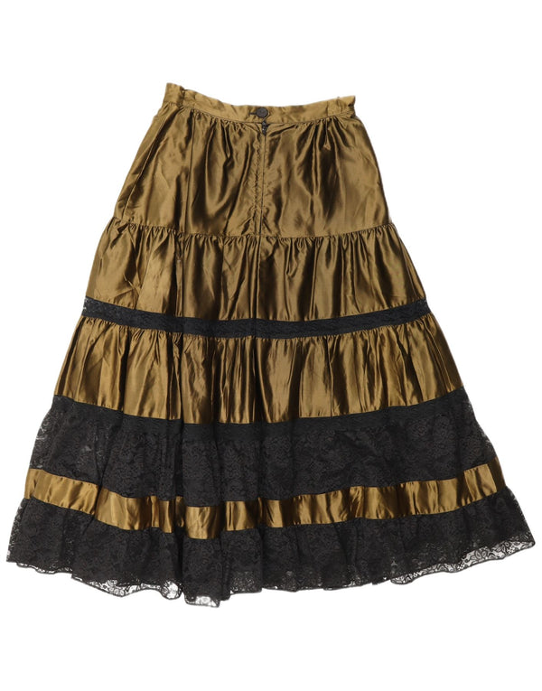 VINTAGE Женская расклешенная юбка W23 2XS Хаки с цветными блоками