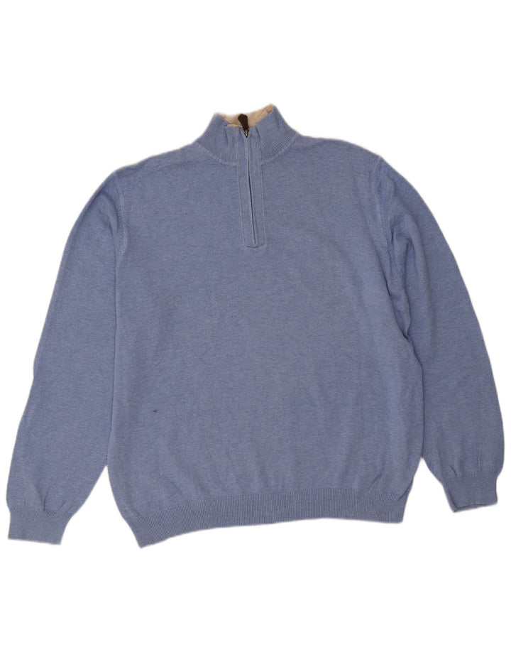 Мужской джемпер с воротником на молнии Massimo Dutti XL, синий хлопок