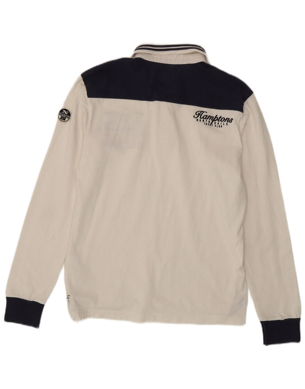 Мужская рубашка-поло с длинным рукавом North Sails, средний белый цвет с цветными блоками