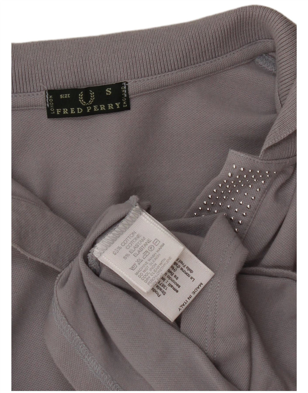 Женская рубашка-поло с длинным рукавом Fred Perry, Великобритания, 10, маленькая, серая, хлопок