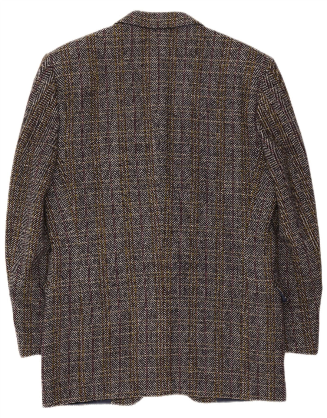 Винтажный мужской пиджак IT 50, большой разноцветный шерстяной узор с рисунком «елочка»