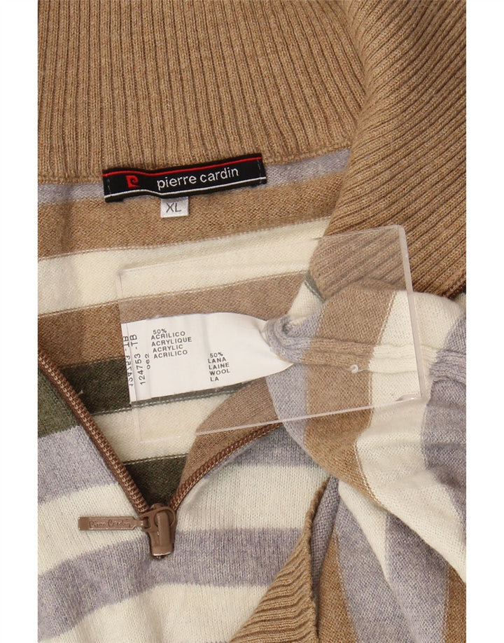 Мужской джемпер с воротником на молнии Pierre Cardin XL, разноцветный акрил в полоску