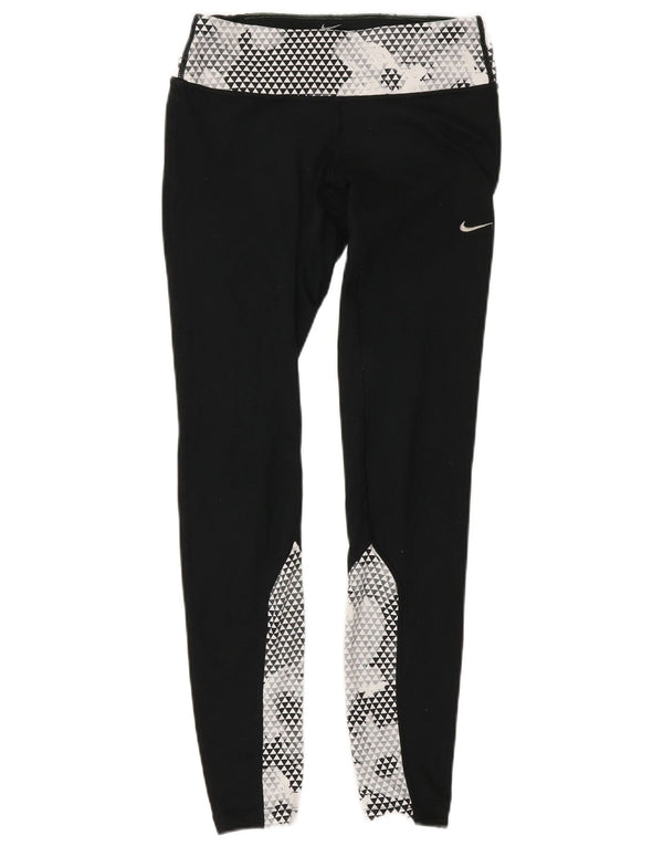 Женские беговые леггинсы Nike XS W25 L30, черные, полиэстер с цветными блоками