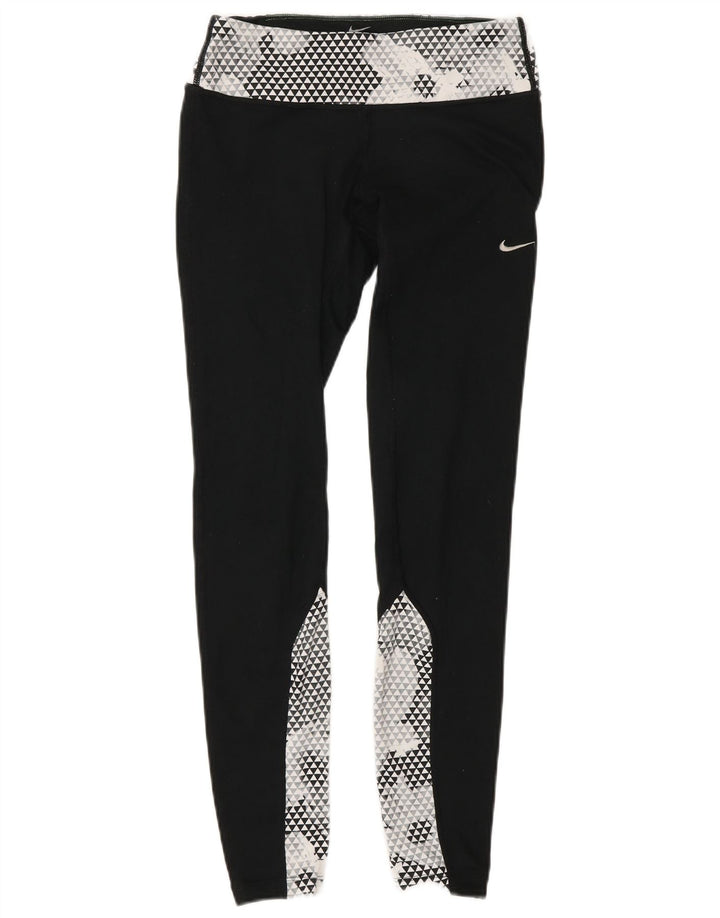 Женские беговые леггинсы Nike XS W25 L30, черные, полиэстер с цветными блоками
