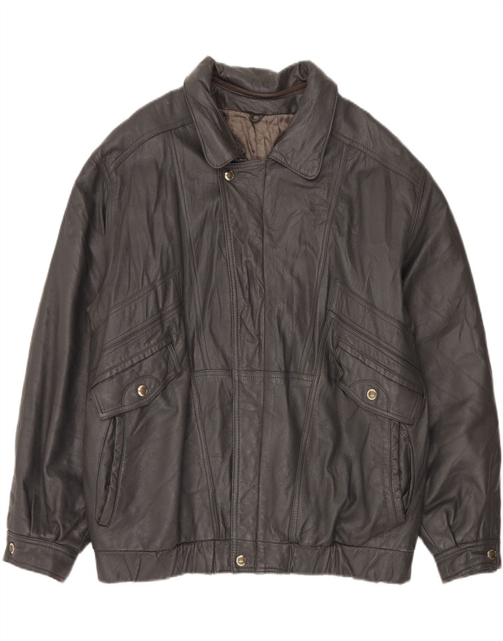 Винтажная мужская кожаная куртка IT 56 3XL черная