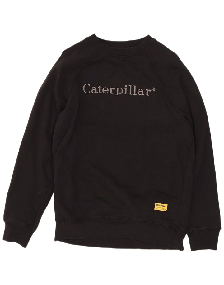 Мужской свитшот с рисунком Caterpillar, джемпер среднего размера, черный, хлопок, хлопок