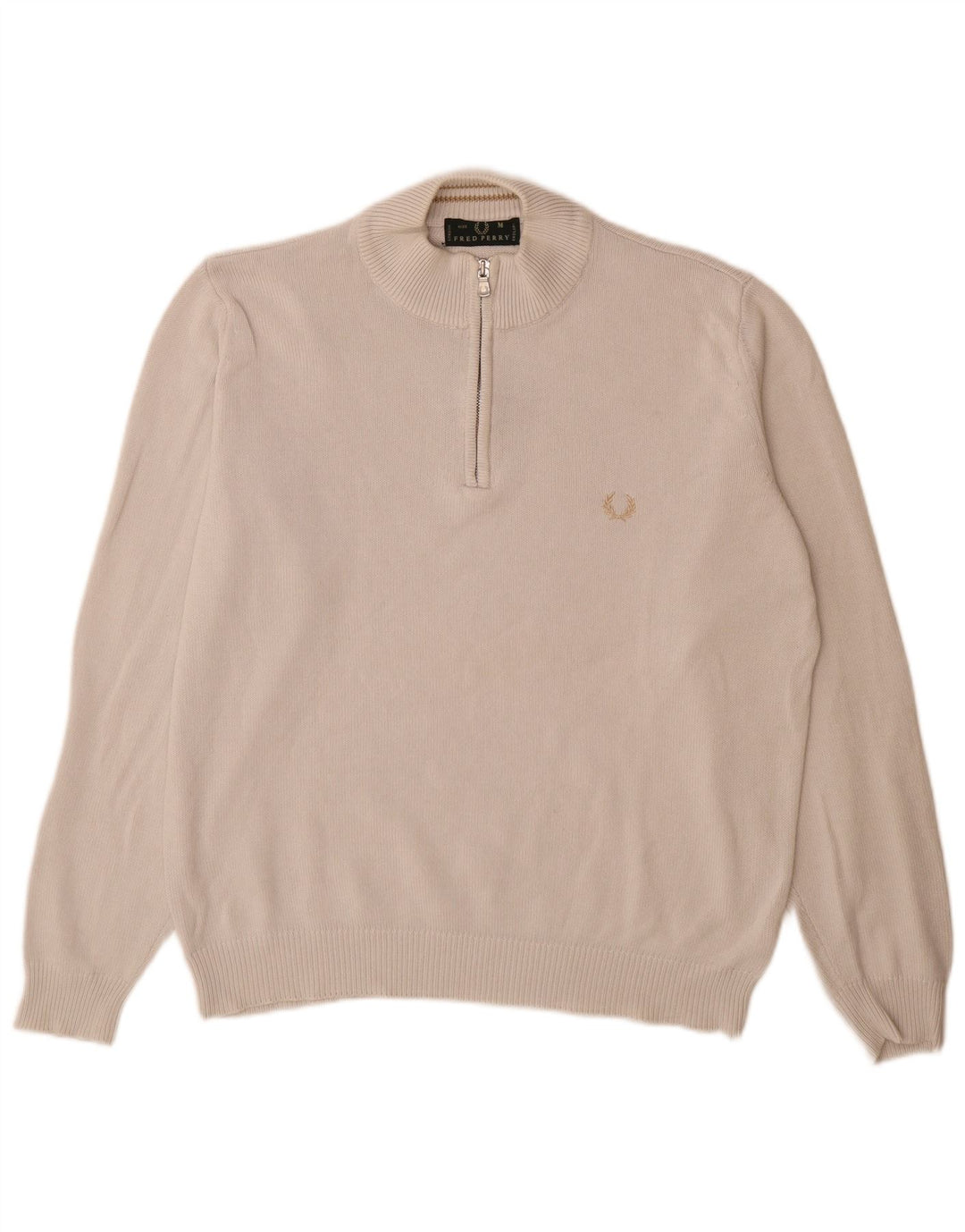 Мужской джемпер с воротником на молнии Fred Perry, средний бежевый хлопковый свитер