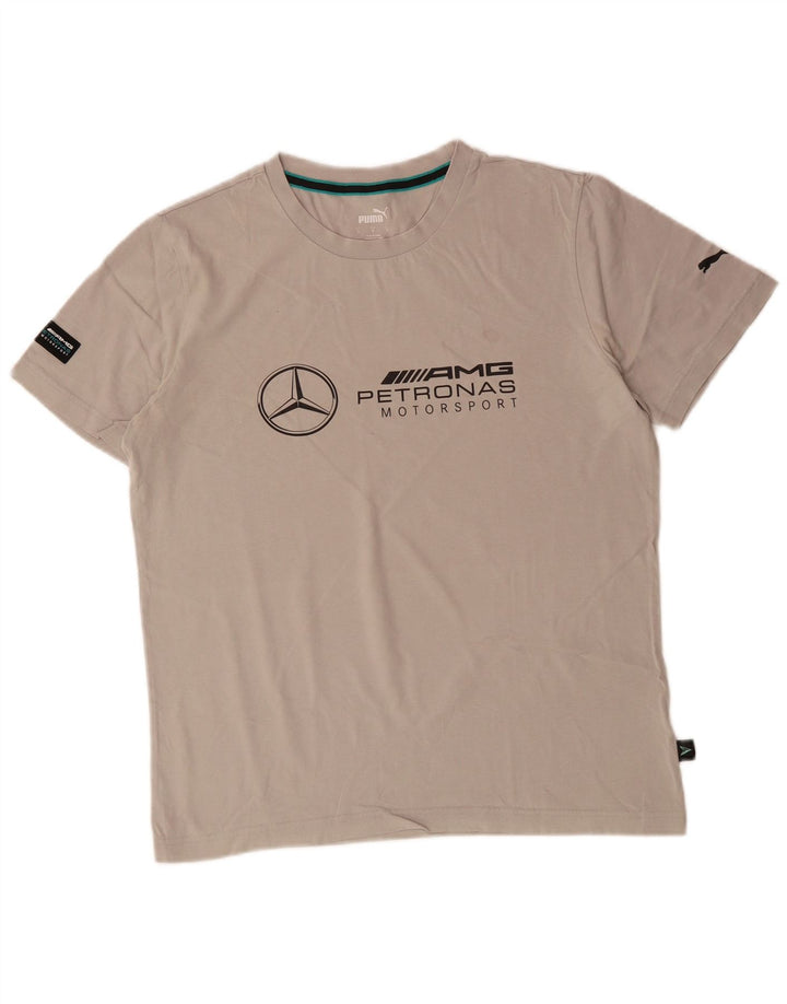 Мужская футболка с рисунком PUMA, маленький серый хлопок