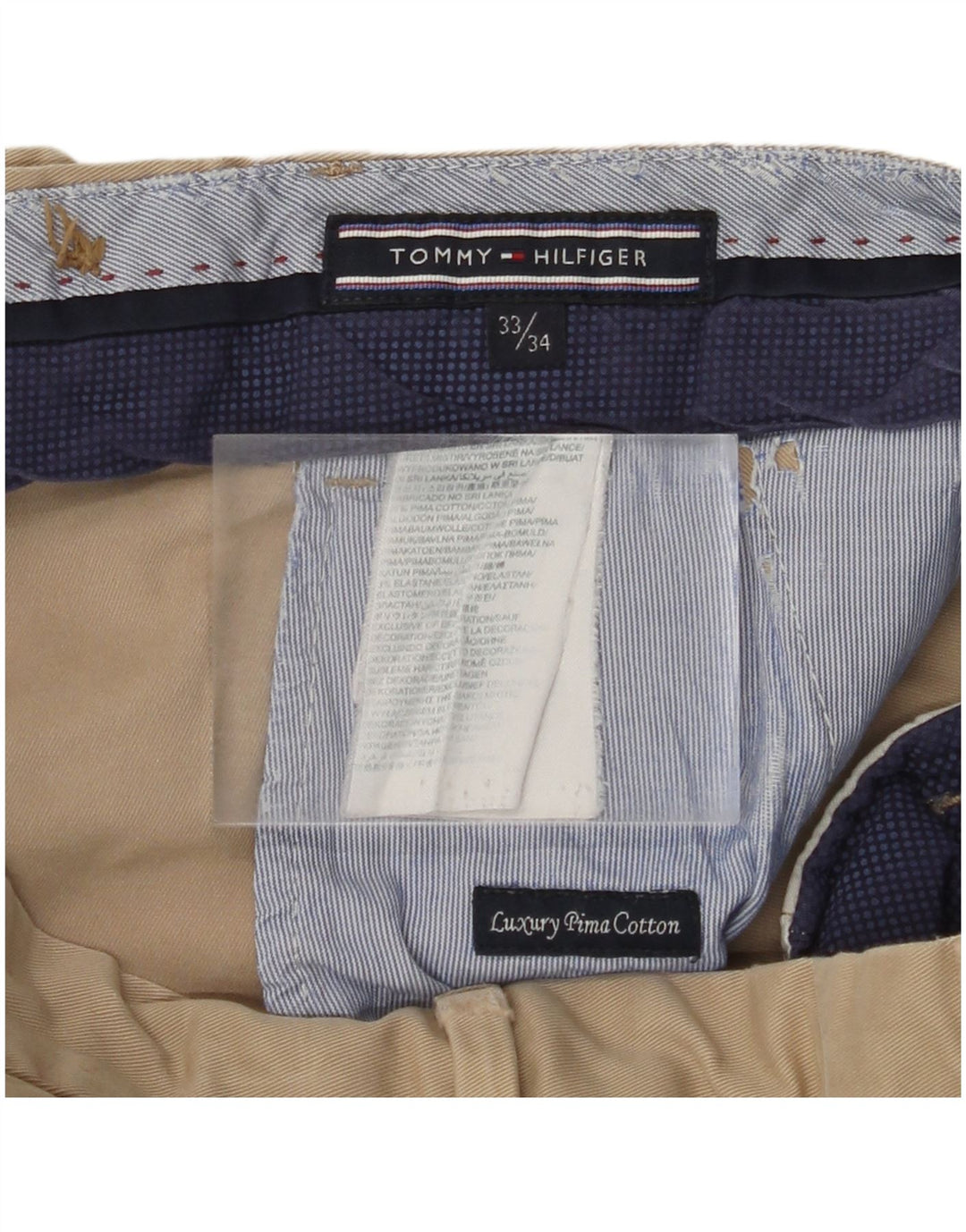 TOMMY HILFIGER Мужские брюки-чиносы скинни W33 L34 Бежевые, хлопок