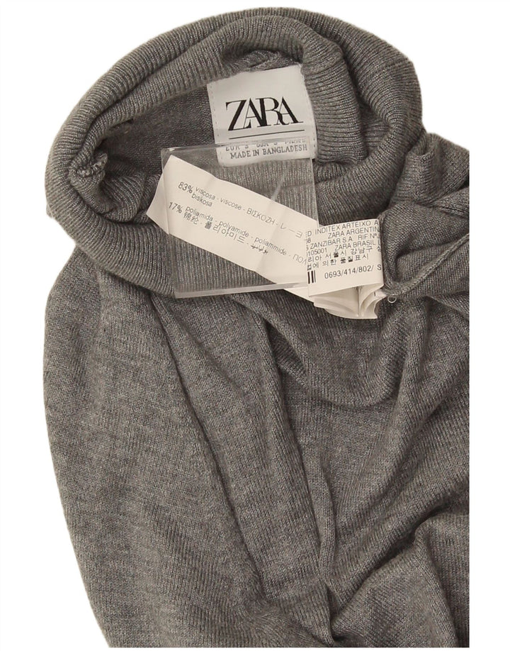 Женский джемпер с высоким воротником Zara UK 10, маленький серый вискоза