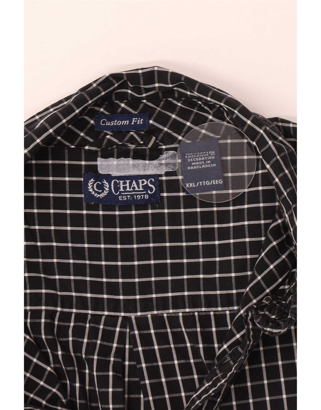 Мужская рубашка Chaps Custom Fit 2XL, черная клетка, хлопок