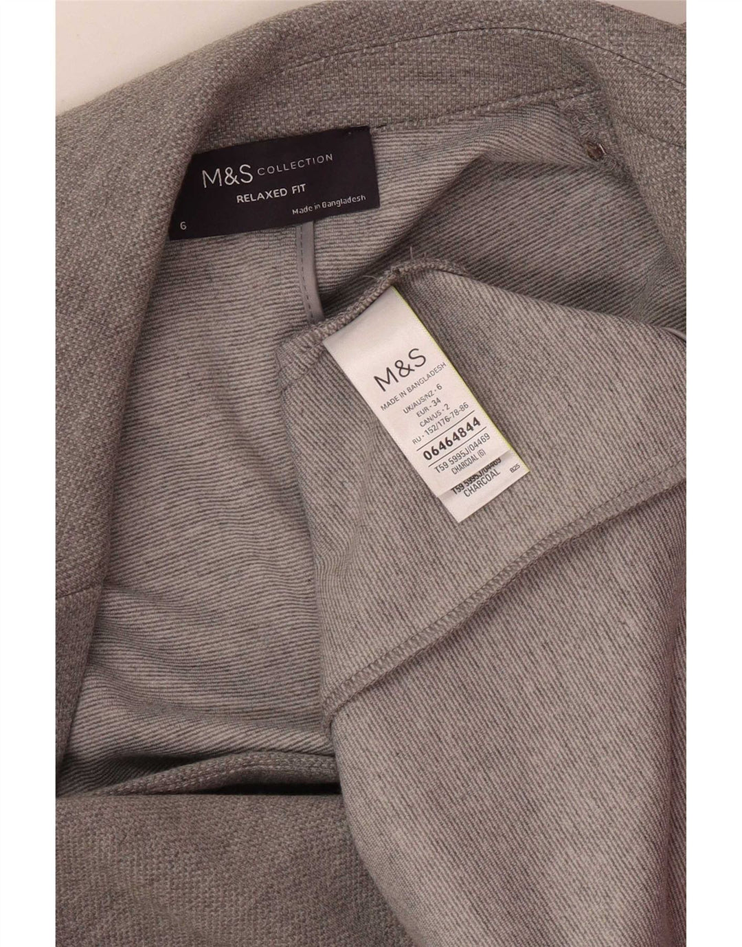 Женский пиджак свободного кроя Marks & Spencer UK 6 XS, серый полиэстер