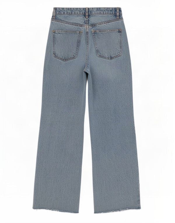 Женские потертые широкие джинсы с высокой талией Zara EU 36 XS W26 L30 синие