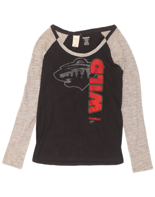 Reebok Womens Minnesota Wild Graphic Top Long Sleeve UK 14 Large Black