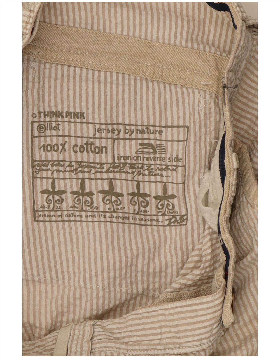 Мужские шорты карго Think Pink W32, хлопок в большую бежевую полоску