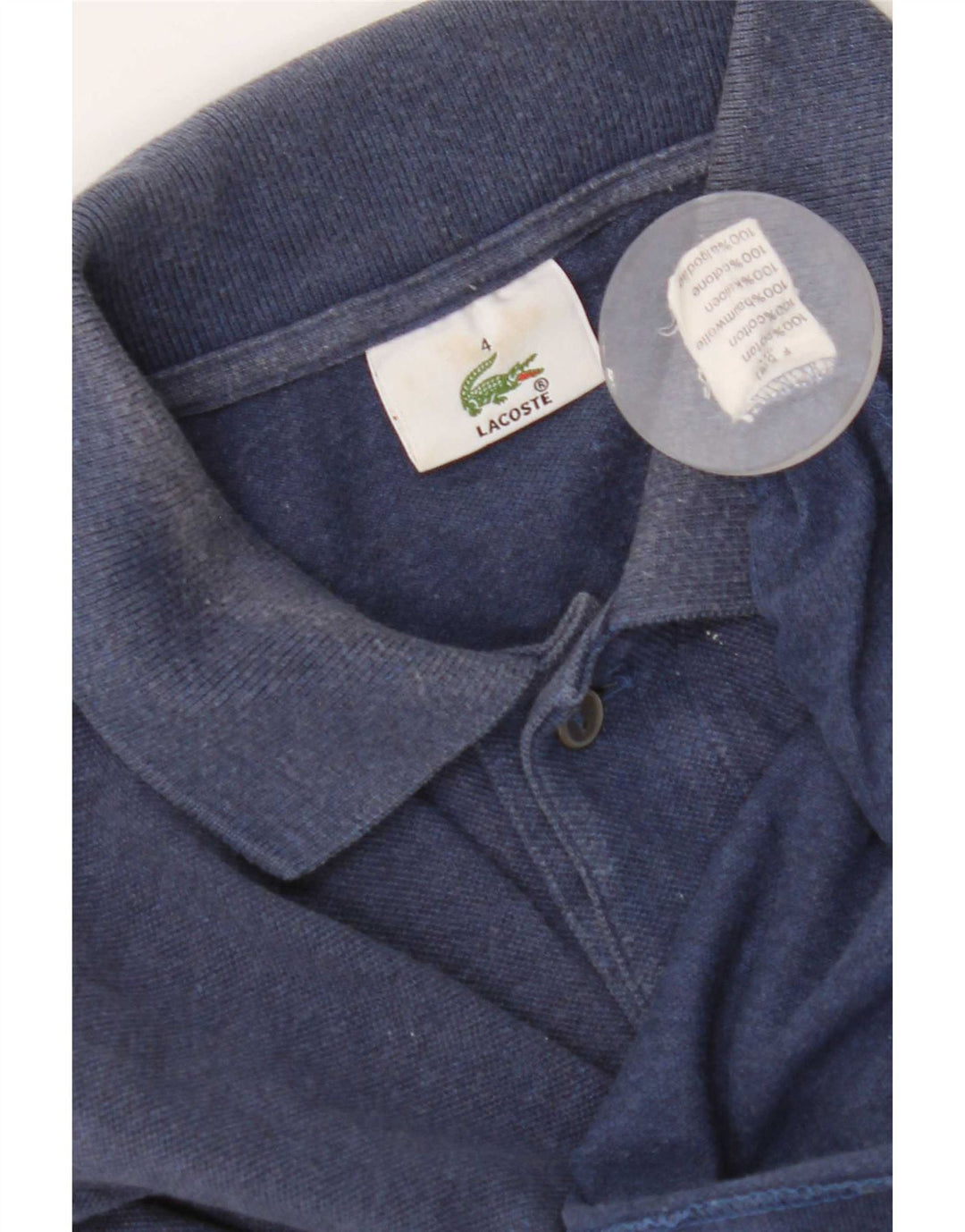 Мужская рубашка-поло с длинным рукавом Lacoste, размер 4, средний синий хлопок