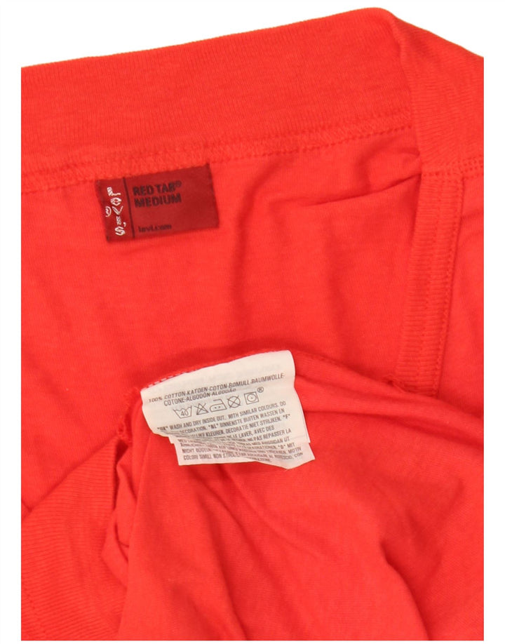 Женский укороченный джемпер с v-образным вырезом LEVI'S UK 12, хлопковый средний красный цвет