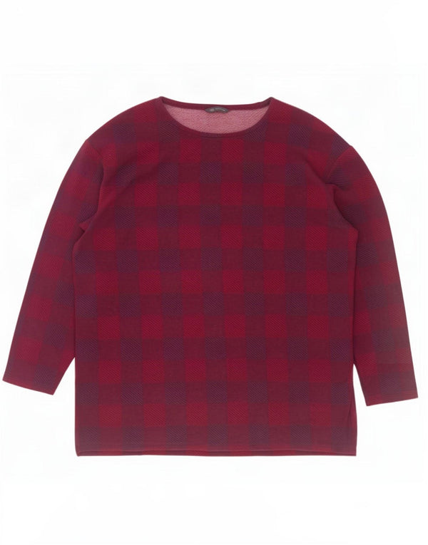 Женская блузка с длинным рукавом Marks & Spencer UK 20 2XL бордовая клетка
