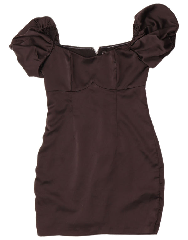 Guess Женское облегающее платье с открытыми плечами UK 8, маленькое черное полиэстер