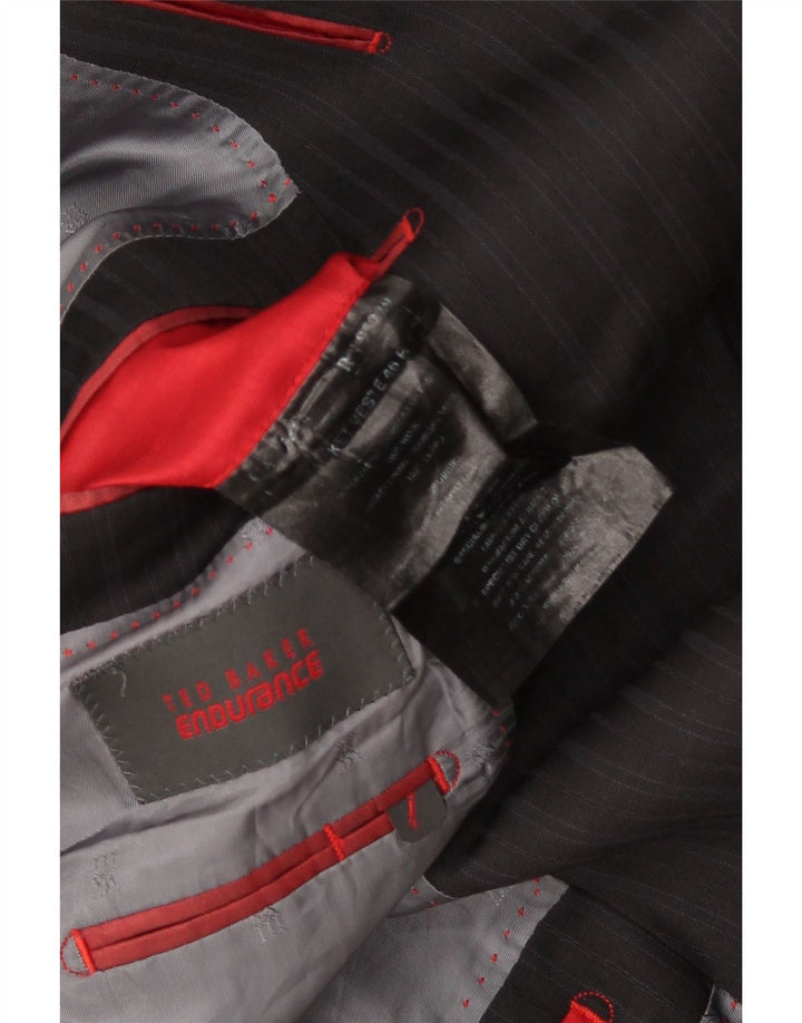 Мужской пиджак с 2 пуговицами Ted Baker, Великобритания, 46, 3XL, черный, шерстяной в тонкую полоску