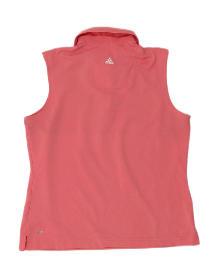 ADIDAS Womens Climalite Sleeveless Polo Shirt UK 12 Medium Pink Polyester