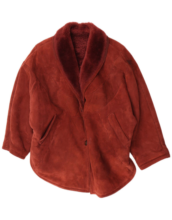 Vintage Womens Shearling Jacket IT 42 Medium Burgundy Shearling