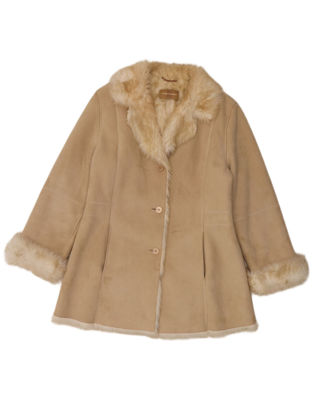 Женское пальто оверсайз из шерпы Gerry Weber UK 12, средний бежевый полиэстер
